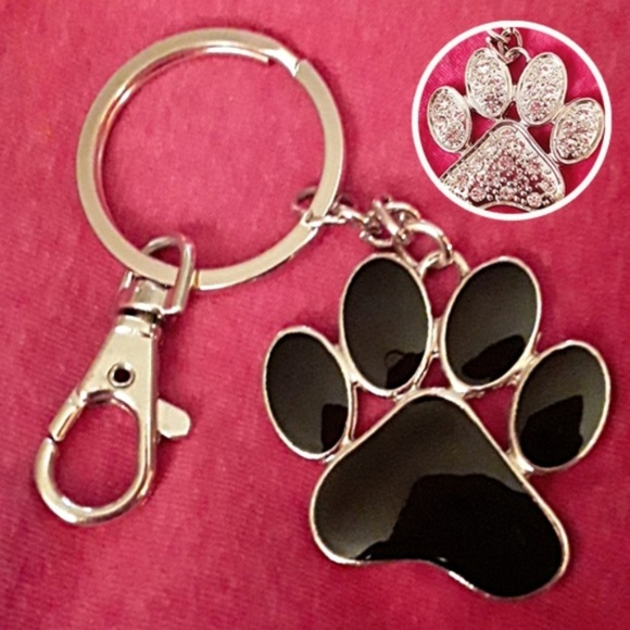 Unknown Accessories - NWOT Rhinestone 2 sided PAW PRINT Key Ring / Chain